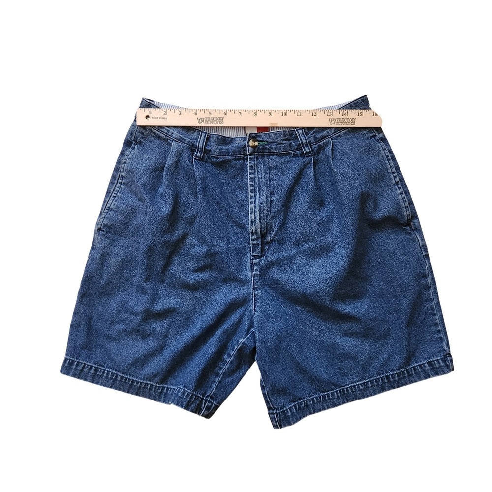 Tommy Hilfiger Vintage‎ Mens Pleated Denim Jorts Blue Mid Wash Size 34 Relaxed - Picture 3 of 8